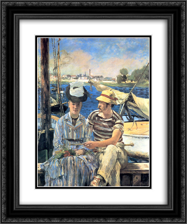 Argenteuil 20x24 Black Ornate Wood Framed Art Print Poster with Double Matting by Manet, Edouard