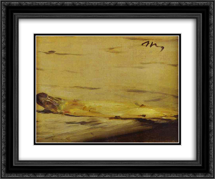 Asparagus 24x20 Black Ornate Wood Framed Art Print Poster with Double Matting by Manet, Edouard
