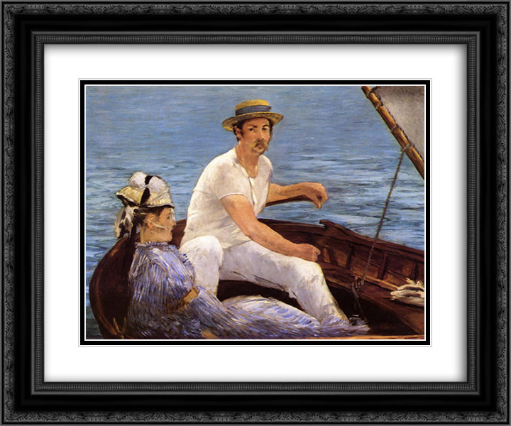 Boating 24x20 Black Ornate Wood Framed Art Print Poster with Double Matting by Manet, Edouard