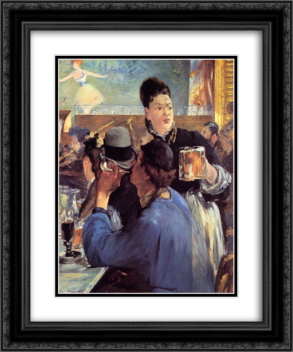 Corner of a Cafe-Concert 20x24 Black Ornate Wood Framed Art Print Poster with Double Matting by Manet, Edouard