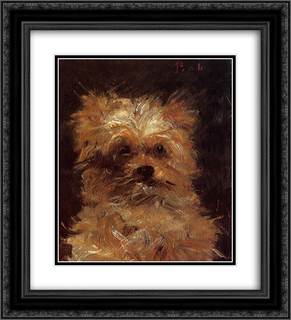 Head of a Dog 20x22 Black Ornate Wood Framed Art Print Poster with Double Matting by Manet, Edouard