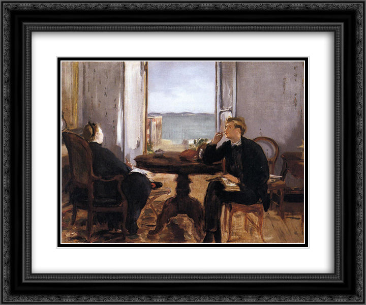 Interior at Arcachon 24x20 Black Ornate Wood Framed Art Print Poster with Double Matting by Manet, Edouard