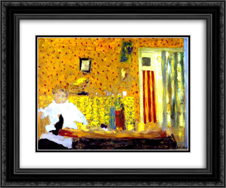 After the lunch 24x20 Black Ornate Wood Framed Art Print Poster with Double Matting by Vuillard, Edouard