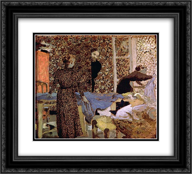 Interior of the work-table 22x20 Black Ornate Wood Framed Art Print Poster with Double Matting by Vuillard, Edouard
