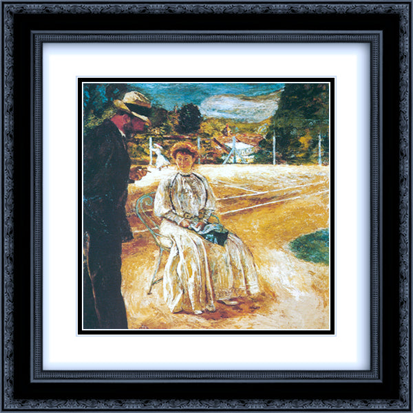 Painting of a tennis court Castle Guernon Ranville 20x20 Black Ornate Wood Framed Art Print Poster with Double Matting by Vuillard, Edouard