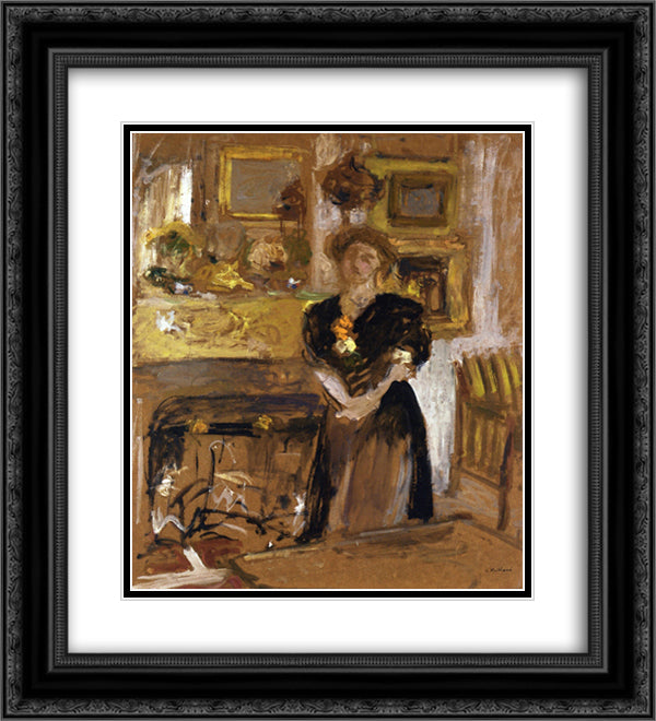 Portrait of Madame Marie des Jardins Fontaine 20x22 Black Ornate Wood Framed Art Print Poster with Double Matting by Vuillard, Edouard