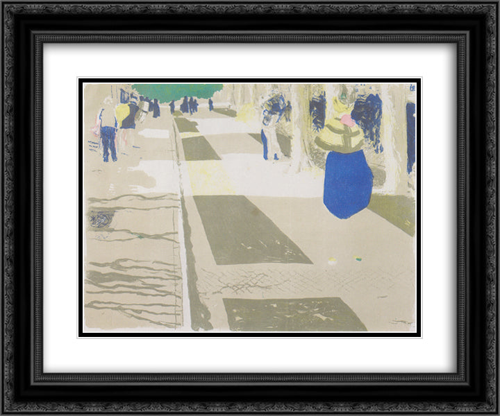 The Avenue 24x20 Black Ornate Wood Framed Art Print Poster with Double Matting by Vuillard, Edouard