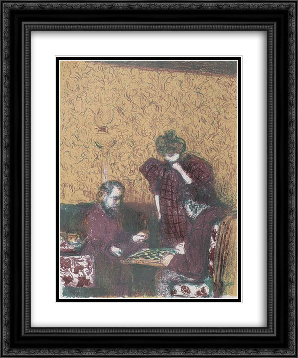 The Damepartie 20x24 Black Ornate Wood Framed Art Print Poster with Double Matting by Vuillard, Edouard