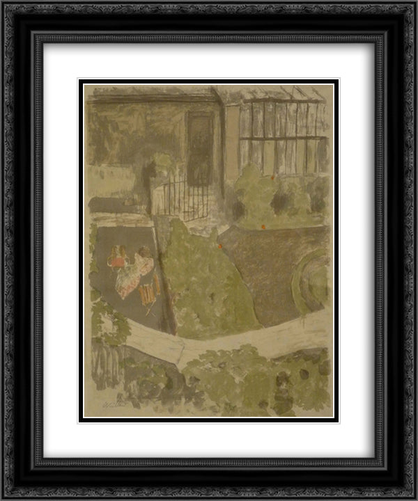 The garden outside the workshop 20x24 Black Ornate Wood Framed Art Print Poster with Double Matting by Vuillard, Edouard