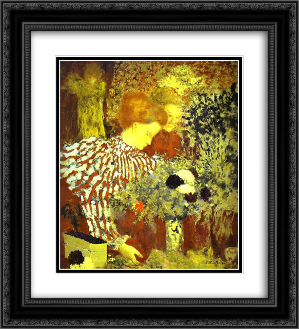 The Striped Blouse 20x22 Black Ornate Wood Framed Art Print Poster with Double Matting by Vuillard, Edouard