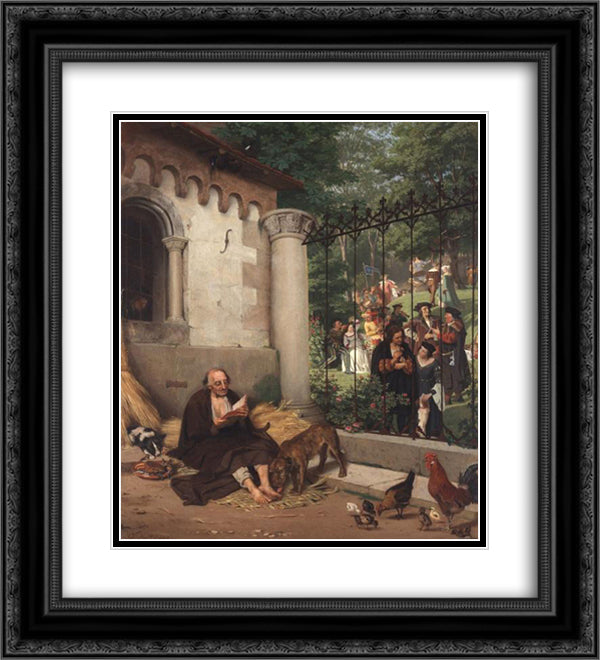 Lazarus and the Rich Man 20x22 Black Ornate Wood Framed Art Print Poster with Double Matting by Gebhardt, Eduard von