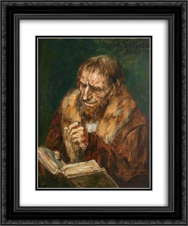 Man Reading 20x24 Black Ornate Wood Framed Art Print Poster with Double Matting by Gebhardt, Eduard von