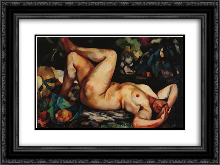 Nu 24x18 Black Ornate Wood Framed Art Print Poster with Double Matting by Viana, Eduardo