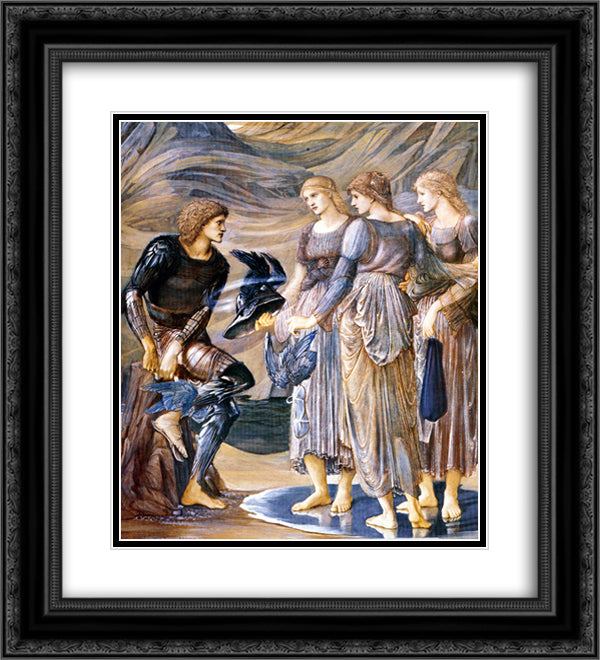 Perseus and the Sea Nymphs 20x22 Black Ornate Wood Framed Art Print Poster with Double Matting by Burne Jones, Edward
