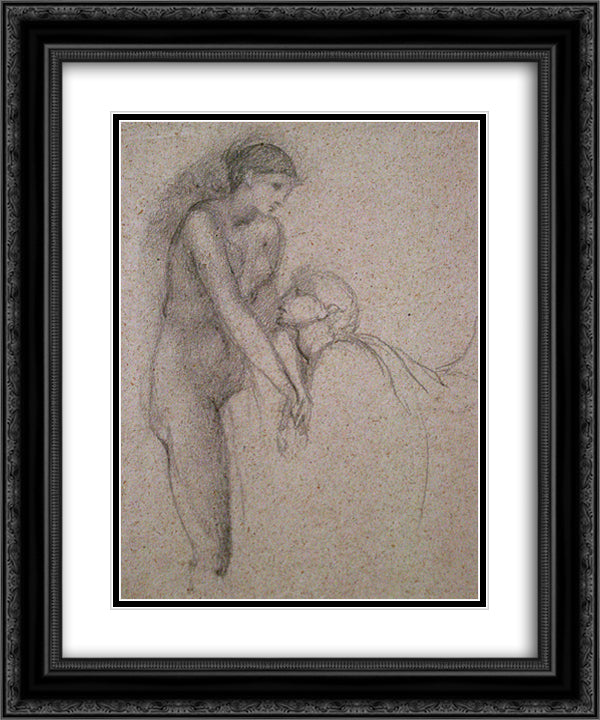 Pygmalion 20x24 Black Ornate Wood Framed Art Print Poster with Double Matting by Burne Jones, Edward