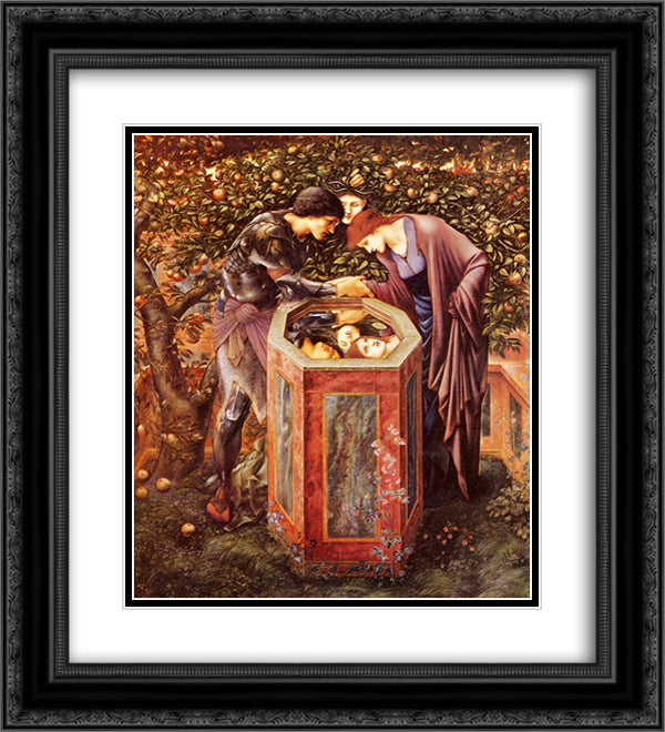 The Baleful Head 20x22 Black Ornate Wood Framed Art Print Poster with Double Matting by Burne Jones, Edward