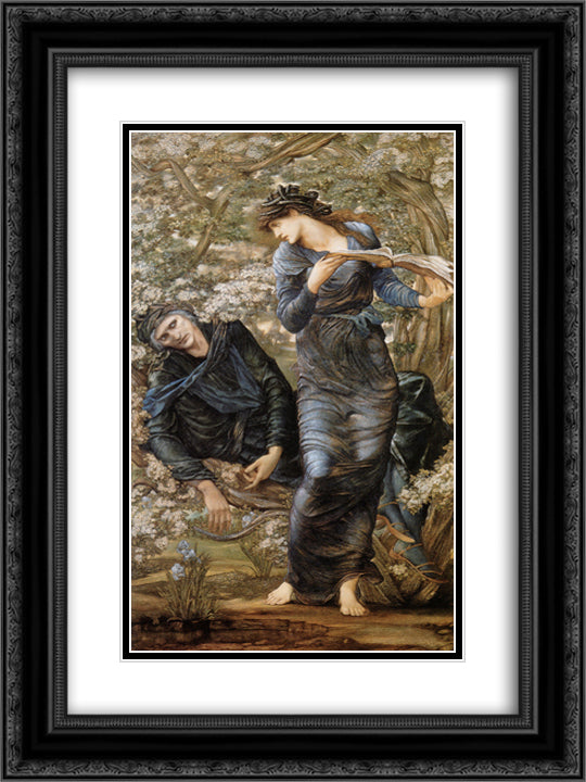The Beguiling of Merlin (Merlin and Vivien) 18x24 Black Ornate Wood Framed Art Print Poster with Double Matting by Burne Jones, Edward