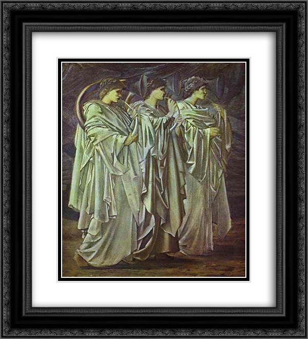 The Challenge in the Wilderness 20x22 Black Ornate Wood Framed Art Print Poster with Double Matting by Burne Jones, Edward