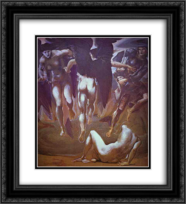 The Escape of Perseus 20x22 Black Ornate Wood Framed Art Print Poster with Double Matting by Burne Jones, Edward