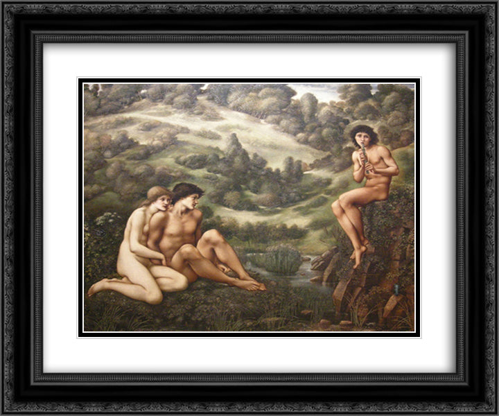 The Garden Of Pan 24x20 Black Ornate Wood Framed Art Print Poster with Double Matting by Burne Jones, Edward