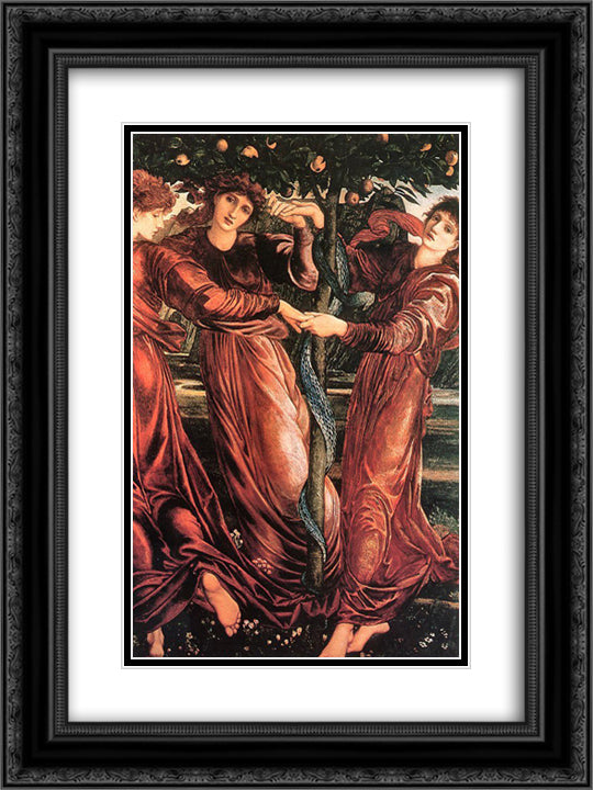 The Garden of the Hesperides 18x24 Black Ornate Wood Framed Art Print Poster with Double Matting by Burne Jones, Edward