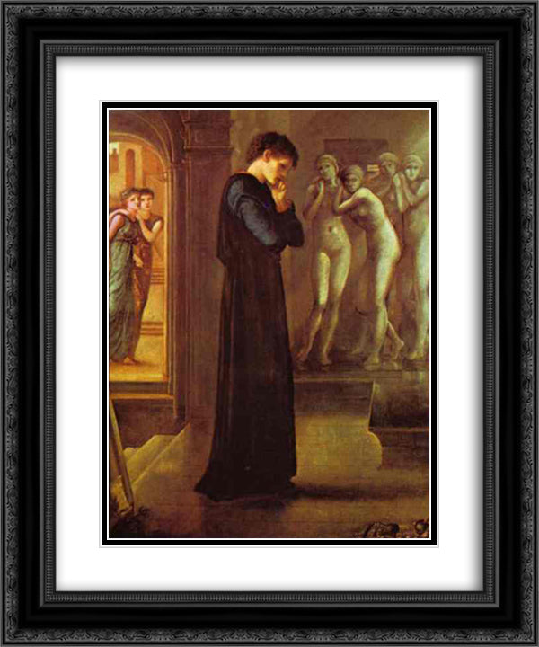 The Heart Desires. The Pygmalion Series 20x24 Black Ornate Wood Framed Art Print Poster with Double Matting by Burne Jones, Edward
