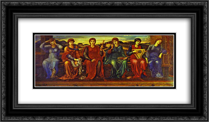 The Hours 24x14 Black Ornate Wood Framed Art Print Poster with Double Matting by Burne Jones, Edward