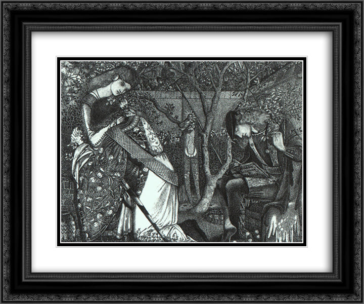 The Knight`s Farewell 24x20 Black Ornate Wood Framed Art Print Poster with Double Matting by Burne Jones, Edward