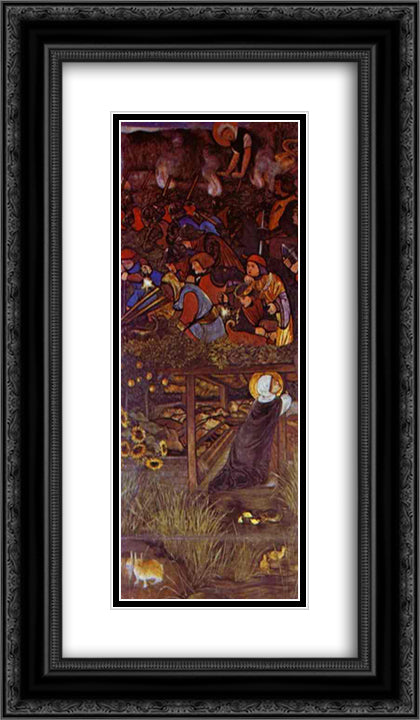 The Legend of St. Frideswide 14x24 Black Ornate Wood Framed Art Print Poster with Double Matting by Burne Jones, Edward