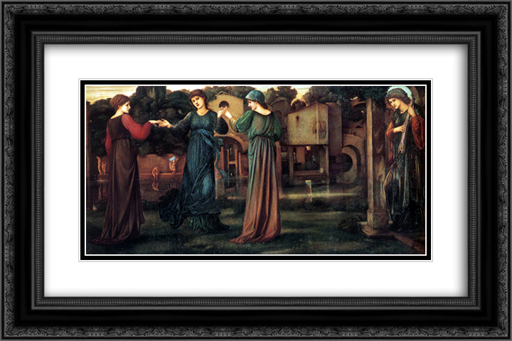 The Mill 24x16 Black Ornate Wood Framed Art Print Poster with Double Matting by Burne Jones, Edward