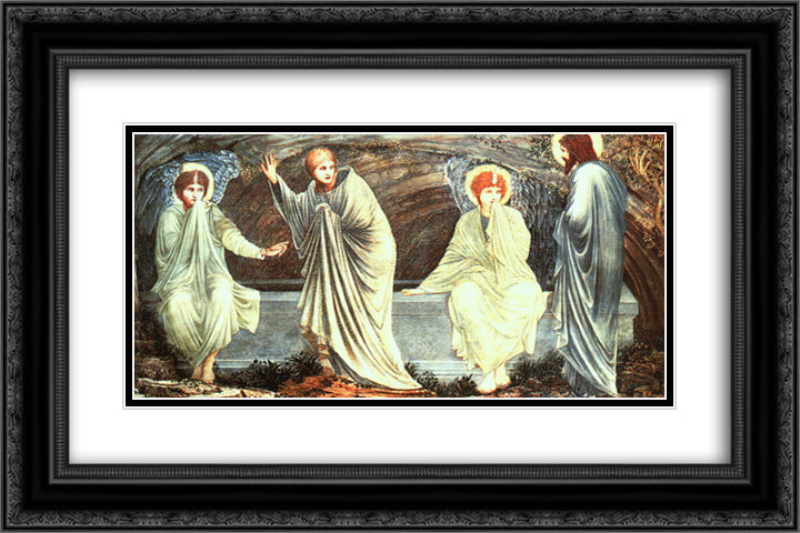 The Morning of the Resurrection 24x16 Black Ornate Wood Framed Art Print Poster with Double Matting by Burne Jones, Edward