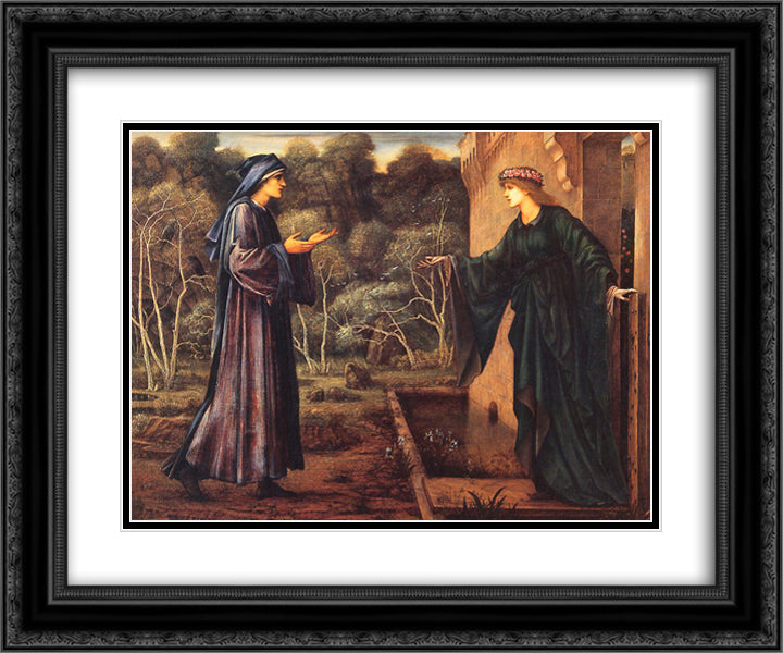 The Pilgrim at the Gate of Idleness 24x20 Black Ornate Wood Framed Art Print Poster with Double Matting by Burne Jones, Edward