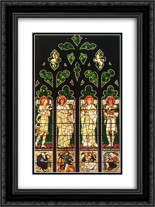 The Vyner memorial window 18x24 Black Ornate Wood Framed Art Print Poster with Double Matting by Burne Jones, Edward