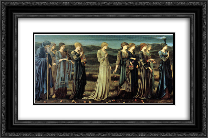 The Wedding of Psyche 24x16 Black Ornate Wood Framed Art Print Poster with Double Matting by Burne Jones, Edward