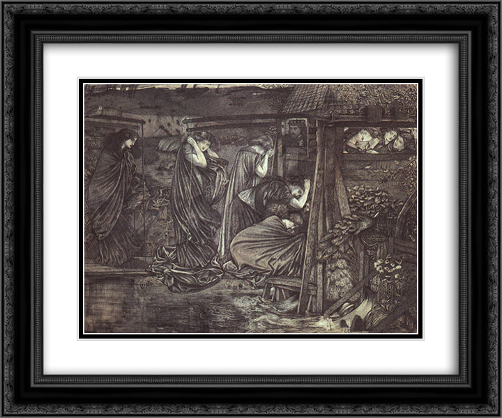 The Wise and Foolish Virgins 24x20 Black Ornate Wood Framed Art Print Poster with Double Matting by Burne Jones, Edward