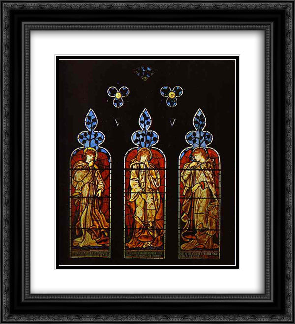 Three Trumpeting Angels 20x22 Black Ornate Wood Framed Art Print Poster with Double Matting by Burne Jones, Edward