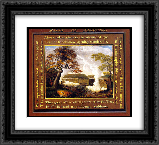 Falls of Niagara 22x20 Black Ornate Wood Framed Art Print Poster with Double Matting by Hicks, Edward