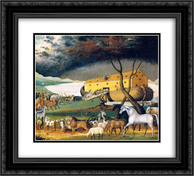 Noah's Ark 22x20 Black Ornate Wood Framed Art Print Poster with Double Matting by Hicks, Edward