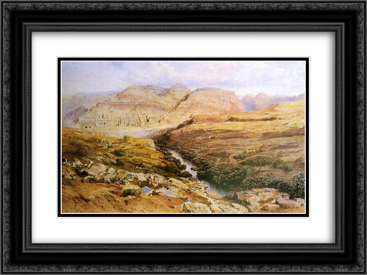 Petra 24x18 Black Ornate Wood Framed Art Print Poster with Double Matting by Lear, Edward