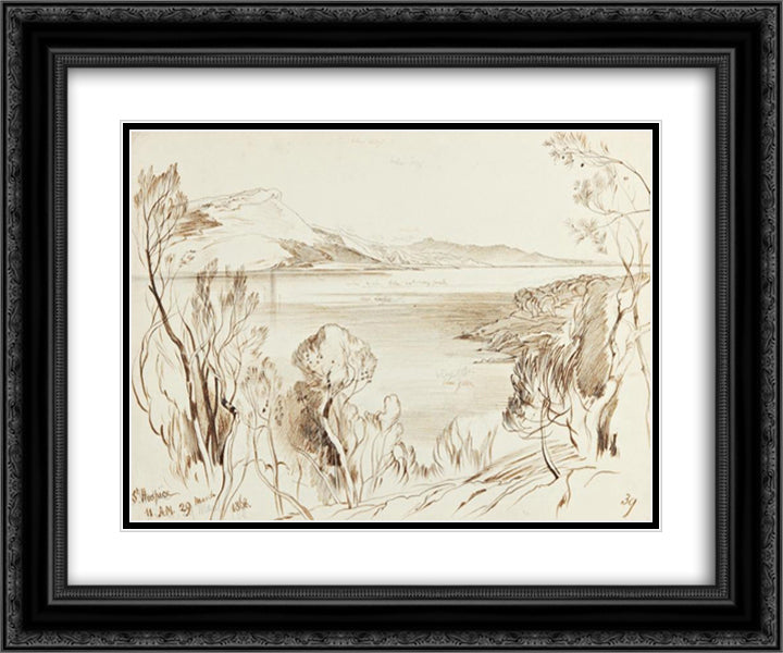 St. Hospice 24x20 Black Ornate Wood Framed Art Print Poster with Double Matting by Lear, Edward