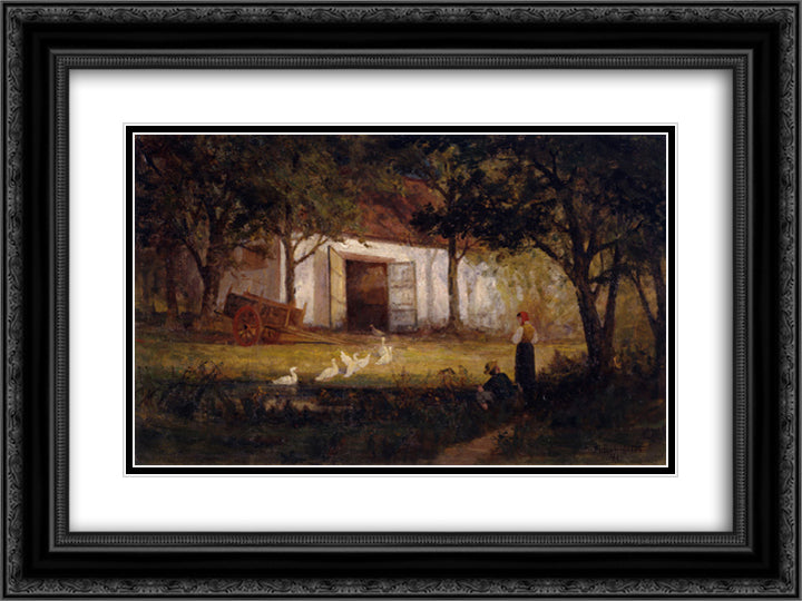 After the Bath 24x18 Black Ornate Wood Framed Art Print Poster with Double Matting by Bannister, Edward Mitchell