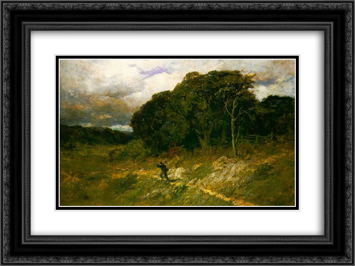 Approaching Storm 24x18 Black Ornate Wood Framed Art Print Poster with Double Matting by Bannister, Edward Mitchell