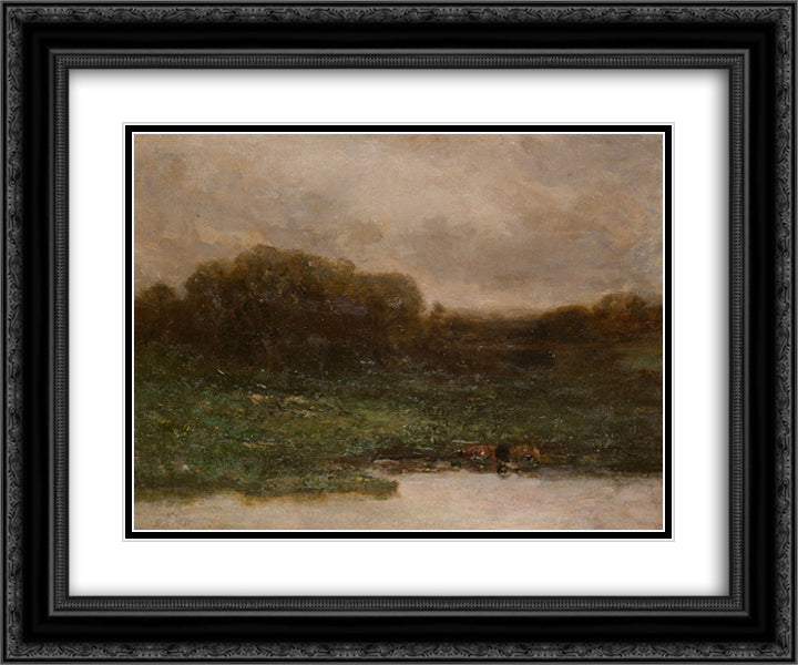 Summer Twilight 24x20 Black Ornate Wood Framed Art Print Poster with Double Matting by Bannister, Edward Mitchell