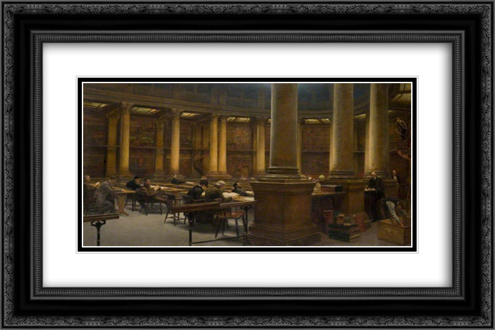 Birmingham Reference Library, the Reading Room 24x16 Black Ornate Wood Framed Art Print Poster with Double Matting by Taylor, Edward R.