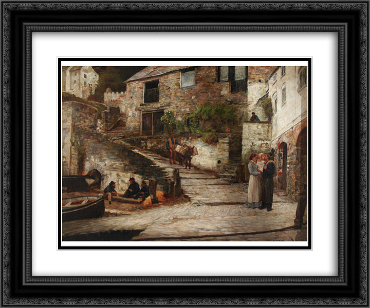 Clovelly 24x20 Black Ornate Wood Framed Art Print Poster with Double Matting by Taylor, Edward R.