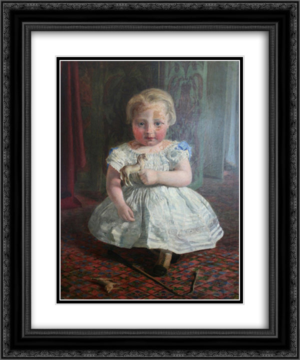 Portrait of a child 20x24 Black Ornate Wood Framed Art Print Poster with Double Matting by Taylor, Edward R.
