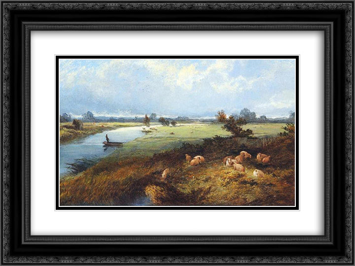 The Avon from Bideford 24x18 Black Ornate Wood Framed Art Print Poster with Double Matting by Taylor, Edward R.