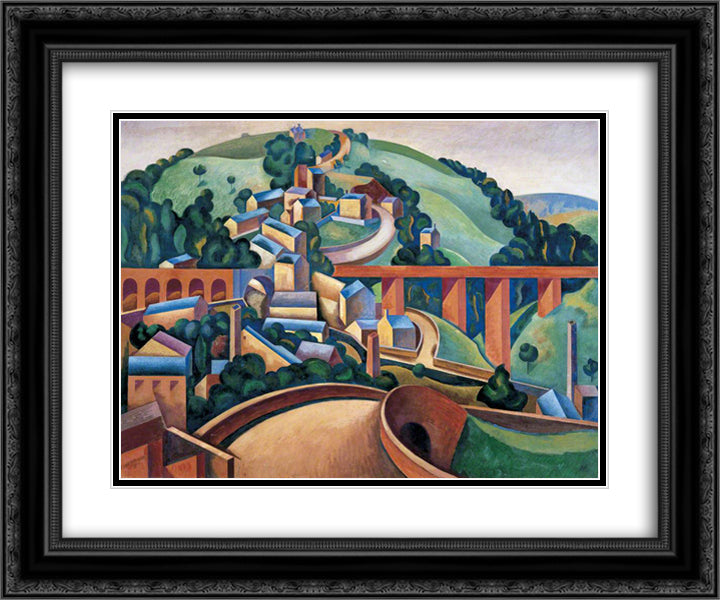 Broadbottom, near Glossop 24x20 Black Ornate Wood Framed Art Print Poster with Double Matting by Wadsworth, Edward