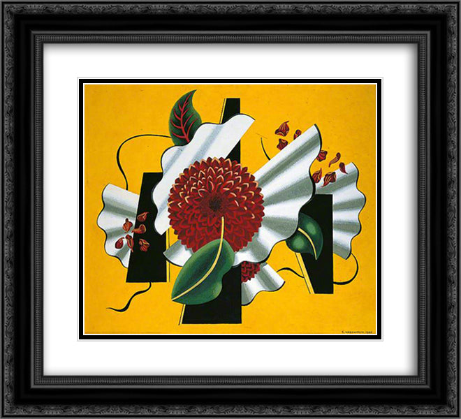 Dahlia 22x20 Black Ornate Wood Framed Art Print Poster with Double Matting by Wadsworth, Edward