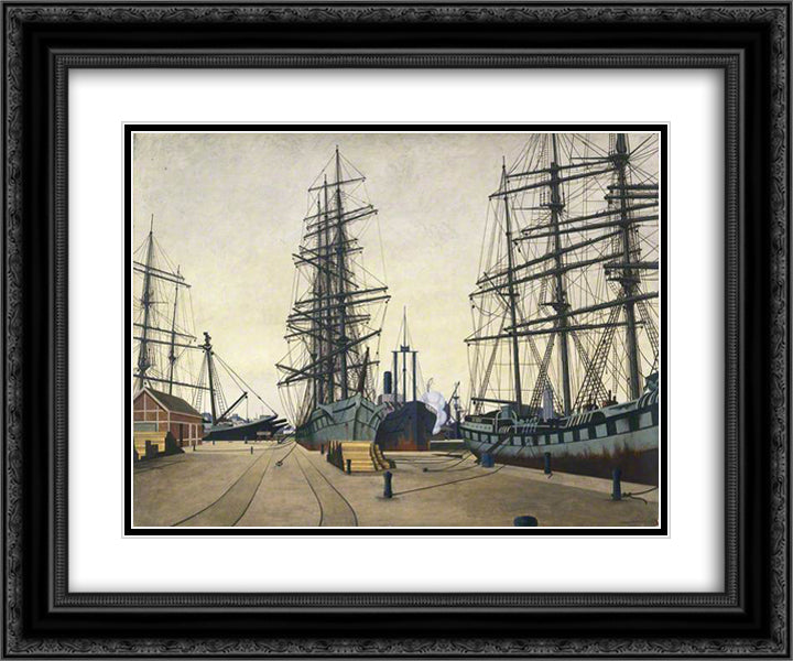 Dunkerque 24x20 Black Ornate Wood Framed Art Print Poster with Double Matting by Wadsworth, Edward